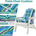 Adirondack Chair Cushion, High Back Patio Cushions with Adjustable Ties, 48.8x20.4x4.3, Waterproof Tufted Pillow, Fade Resistant Seat Rocking Chair Cushion for Indoor/Outdoor, Stripe Blue, 2, Count of 2
