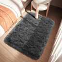 Grey 3' x 2' Modern Fluffy Area Rug for Bedroom, Living Room, Kids Playroom, Nursery Room, Teen Living Room, Dorm