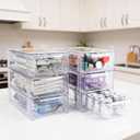 4 Pack Clear Stackable Storage Drawers, 3.95" H Easily Assemble Acrylic Organizer Bins - Multi-Use for Make up, Closet, Pantry, Bathroom, Medicine, Kitchen Cabinet & Undersink Organization