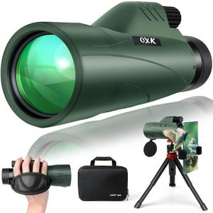 12x56 High Power Monocular Telescope for Adults | Comes with Smartphone Adapter Tripod Travel Bag | Bird Watching Hunting Hiking Camping Gift - Green