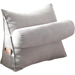 Bed Pillow for Sitting Up, Headboard Cushion Reading Pillows for Sofa Bed Office Chair, Rest Cushion Adjustable Wedge Cushion Pillow, Provides Lumbar Support (Color : Gray, Size : 45x50x22cm)