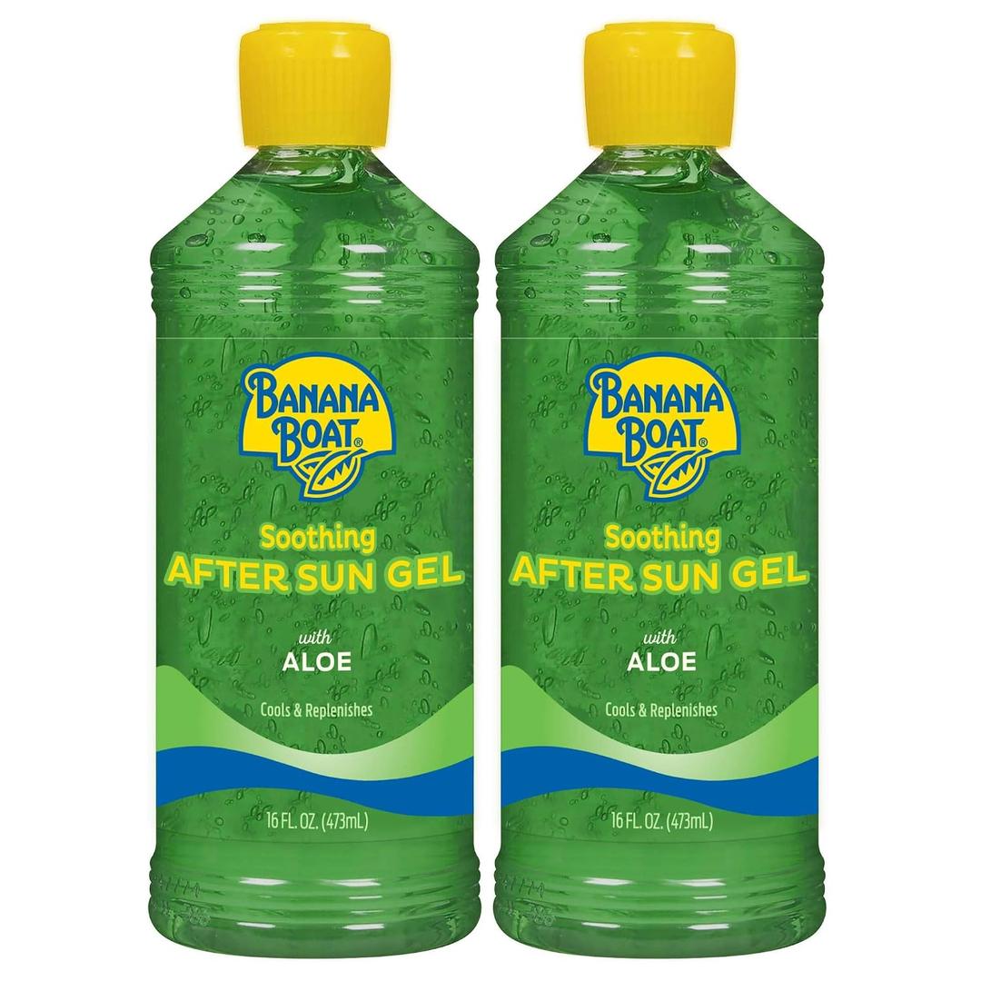 Banana Boat Soothing After Sun Gel with Aloe Twin Pack | Aloe Vera Gel, Sunburn Relief, After Sun Care, 16 fl oz each - Pack of 2