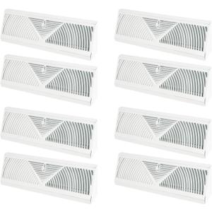 15 Inch Baseboard Register Vent (Duct Opening Size), 8 Pack Baseboard Register Diffuser with Air Flow Adjust Lever, Easy Install Base-Board Register Vent Covers for Home Floor Wall