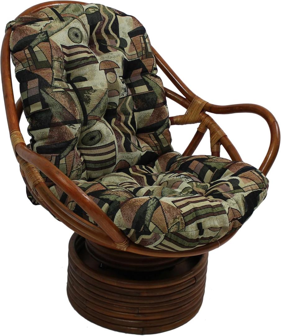 Blazing Needles Patterned Tapestry Swivel Rocker Chair Cushion, 48" x 24", Picasso