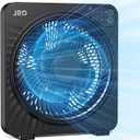 JRD 13inch Box Fan with Robust Airflow, Cooling Desk Fan with Digital Touch Control, 3 Speed Settings, 5 Blades, 15-Hour Timer, Portable Table Fan for Bedroom, Office, Home, Kitchen, Black