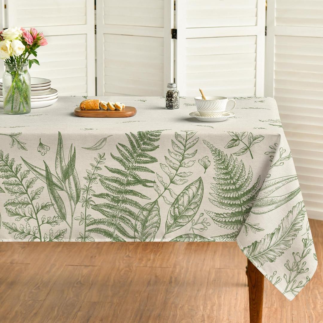 Horaldaily Spring Tablecloth 6084 Inch Rectangular, Plants Wild Fern Beige Washable Table Cover for Party Picnic Dinner Decor