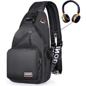 Geestock Crossbody Sling Bag Backpack for Men & Women, Convertible Shoulder Bag Waterproof Chest Bag for Daypack Travel Hiking (Black)