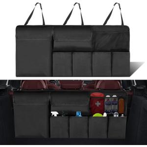 NEWFOM Car Trunk Organizer, Backseat Hanging Organizer with Storage Pockets for SUV, Truck, Van, Collapsible Trunk Organization for Car Accessories (Black, 40" x 18")