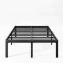 KERAMIK 16 Inch High Full Size Bed Frame No Box Spring Needed, Full Bed Frame Metal with Round Edge, Easy Assembly, Heavy Duty, Black