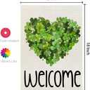 6 x CROWNED BEAUTY St Patricks Day Garden Flag Shamrocks Heart 12x18 Inch Double Sided for Outside Green Small Burlap Welcome Holiday Yard Decoration