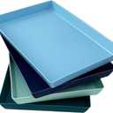 US Acrylic Coastal Plastic Serving Trays (Set of 4) 15" x 10" | Large Unbreakable Reusable Rectangular Party Platters | Serve Appetizers, Fruit, Veggies, & Desserts | BPA-Free & Made in USA
