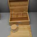 Large bamboo box, locked storage decorative box with combination lock, wooden lock box with lid, wooden locked storage box with removable tray and jars (Medium)