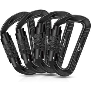 Beifeng Heavy Duty Lightweight Locking Carabiner Clips D Ring for Camping Hiking Outdoor Gym etc, Carabiner with Lock Small Carabiners for Dog Leash & Harness