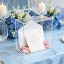 Teruntrue Clear Acrylic Wedding Card Box with Slot, Thick DIY Card Box Blank No Print, Large 10x10x5.5 Inch, for Wedding Reception Party Graduation Fundraiser Money Gift Holder Keepsake Decoration