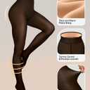 OEAK Womens Fleece Lined Tights Fake Translucent Pantyhose Thermal Opaque High Waisted Winter Legging Footed Sheer Tights