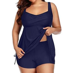 Aqua Eve Women Plus Size Tankini Swimsuit Two Piece Flowy Swimdress Bathing Suits with Shorts , size 22W