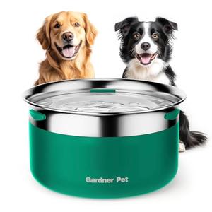 Gardner Pet Dog Bowls 1 Gallon (3.85L) Stainless Steel No Spill Dog Water Bowl, Slow Water Feeder Metal Bowls, Spill Proof Water Dispenser for Large Dogs, Promotes Healthy Hydration(Green)