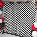 2 Packs Race Car Backdrops, Race Car Birthday Party Decorations, Black and White Checkered Backdrop, Cars Birthday Decorations, Car Themed Birthday Party Decorations for Kids Boys Race Car Photo Prop