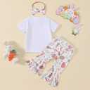 Toddler Girl Easter Bunny Outfits Kid Girls Hangin with My Peeps Bell Bottom Pants Set 2Pcs Summer Clothes