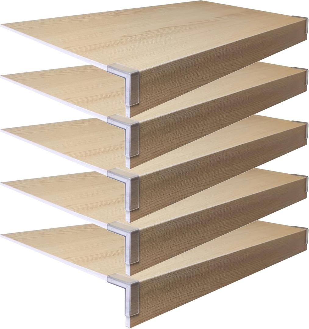 5 Pcs Wire Rack Covers, 24'' x 12'' x 2.8'' Storage Rooms Cut-able Thickened Foamed PVC, Moisture-proof Waterproof and Pressure-resistant Elm Wood Color Suitable For Supermarket Shelves Kitchen Closets