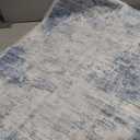 IOHOUZE Abstract Runner Rug 2x6 Ft Washable Runners for Hallways, Non Slip Kitchen Runner Printed Faux Wool Entryway Runner Indoor, Modern Abstract Floor Carpet for Hall Bedroom, Light Blue White