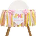 Rubber Duck 1st Birthday High Chair Banner-Pink Bow Girl's 1st Birthday Decoration, Duck One High Chair Banner, Personalized Duck High Chair Garland, Bow Princess Theme Party Supplies