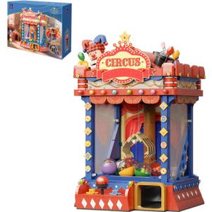 PANTASY Retro Circus Claw Machine Building Kit, Arcade Style Arcade Machine Block Model with Lights & Music, Interactive Collectible Building Set and Display Toy for Adults and Kids