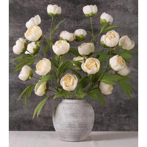 florisso 6 Pcs 27" Faux Silk Artificial Peony Flowers, Fake Peony Branches for Vase DIY Bouquet Centerpieces Wedding Shower Decorations, Champagne