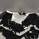 Sexy Stockings Mini Skirt Mesh Sheer Lace Halloween Costume Maid Outfit Lingerie with Thong Set 4 Piece (Small, Black)