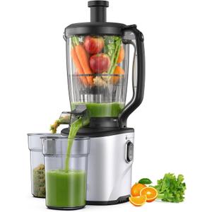 Cold Press Juicer 2026 Upgrade, 6.5" Wide Feed Chute Masticating Juicer, 2.95L Large Capacity Slow Juicer for Whole Fruits & Vegetables, High Juice Yield, Easy Clean, BPA Free for Family