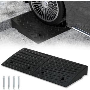 RELIANCER 2 PCS Rubber Curb Ramps,5.5" Rise Height,5T Capacity Threshold Ramps for Loading Dock,Driveway Curb Ramp,Curbside Vehicle Ramp for Cars SUV Trucks Motorcycles Forklift Wheelchairs Lawn Mower