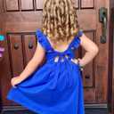 Vieille Girls Summer Dress Kids Tie Back Ruffle Sundress Casual Sleeveless Dresses 3-8 Years (Blue)