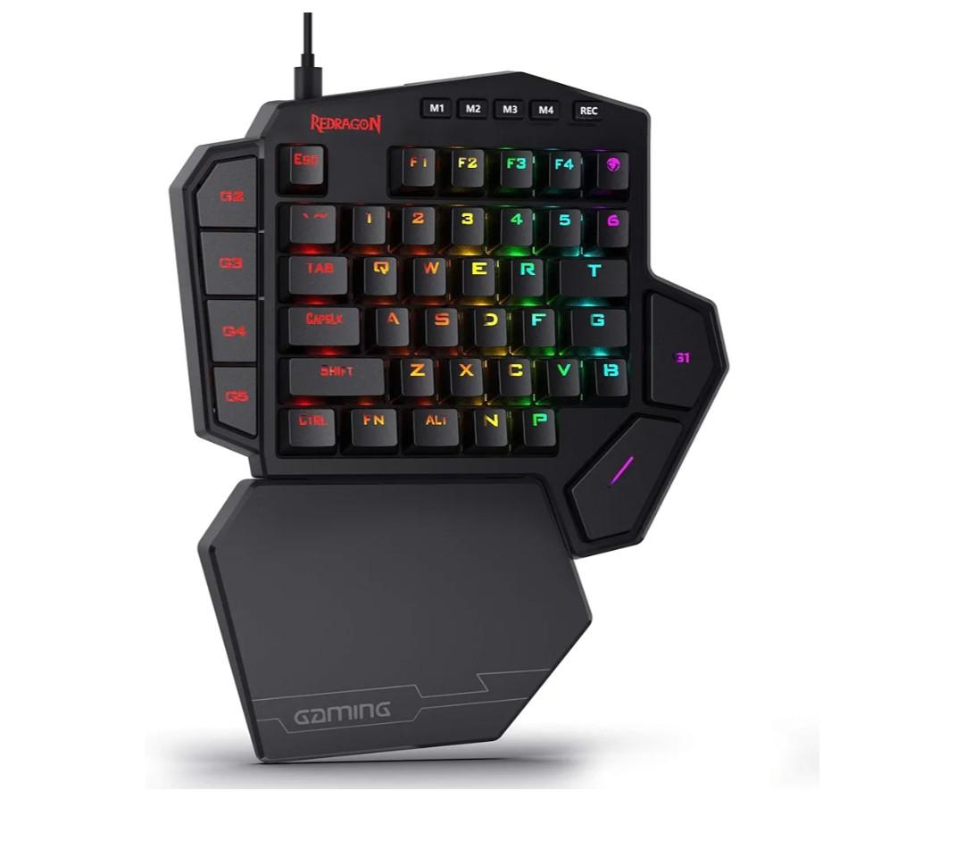 Redragon K585 DITI Wired One-Handed RGB Mechanical Gaming Keyboard, 42 Keys Type-C Professional Gaming Keypad w/Upgraded Hot-Swappable Socket, 7 Onboard Macro Keys & Detachable Wrist Rest