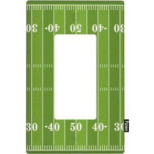 Football Field Single Rocker Light Switch Cover Plate Sports Design Green Standard 1 Gang Rocker or Decorator Wall Plate for Teens Room Fun Novelty Gift