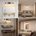 4-Light Bathroom Light Fixtures, Matte Black Modern Vanity Light with Clear Glass Shades, Bathroom Sconce for Mirror Living Room Cabinet Bedroom Porch,E26 Base(Bulbs Not Included)