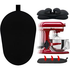 Mixer Slider Mat for Kitchenaid Stand Mixer Slider Mat with Bendable Cord Organizer for KitchenAid 6-8 Qt Appliances Air Fryer Slider Mat (6-8Qt, Black)