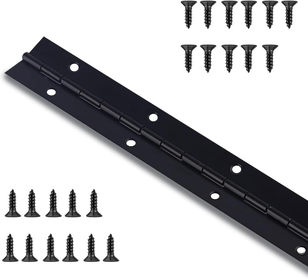 Heavy Duty Piano Hinge 36 Inch x 1.2 Inch Stainless Steel Black Continuous Hinge for Cabinet, Door, DIY Wood Boxes, 0.047" Leaf Thickness, 1.2" Open Width