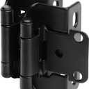 DecoBasics 50 Pack 1/2" Overlay Black Cabinet Hinges for Cabint Doors (25 Pairs)  Self-Closing Partial Wrap Semi-Concealed Face Frame Hinge for Cupboard & Kitchen Doors w/Screws & Quiet Bumpers