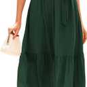 BTFBM Women Summer Bohemian Floral Casual Wrap V Neck Ruffle Cap Sleeveless Belt A-Line Pleated Hem Midi Sun Dress White (Green, L)