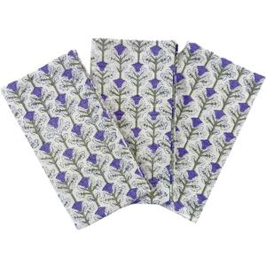 AVKA Studio 100% Cotton Decorative Kitchen Towels- Set of 3 Dishcloths- 19 x 27 inches- Purple White Floral Kitchen Towel- Absorbant Dish Towels for Dryng Dishes- Indian Block Print Cute Tea Towels