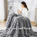 OMERAI Faux Fur Throw Blanket for Couch, Soft Fleece Blanket Twin, Thick and Warm Bubble Fuzzy Throw Blankets for Bed, Cozy Plush Reversible Blanket,Twin Size, 60x80 (Grey)