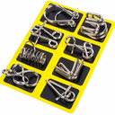 GEKELI Metal Wire Puzzle Set of 24 with Pouch,Brain Teaser IQ Test Disentanglemen Iron Link Unlock Interlock Game Chinese Ring Magic Trick Toy for Party Favor Kids Adults Challenge