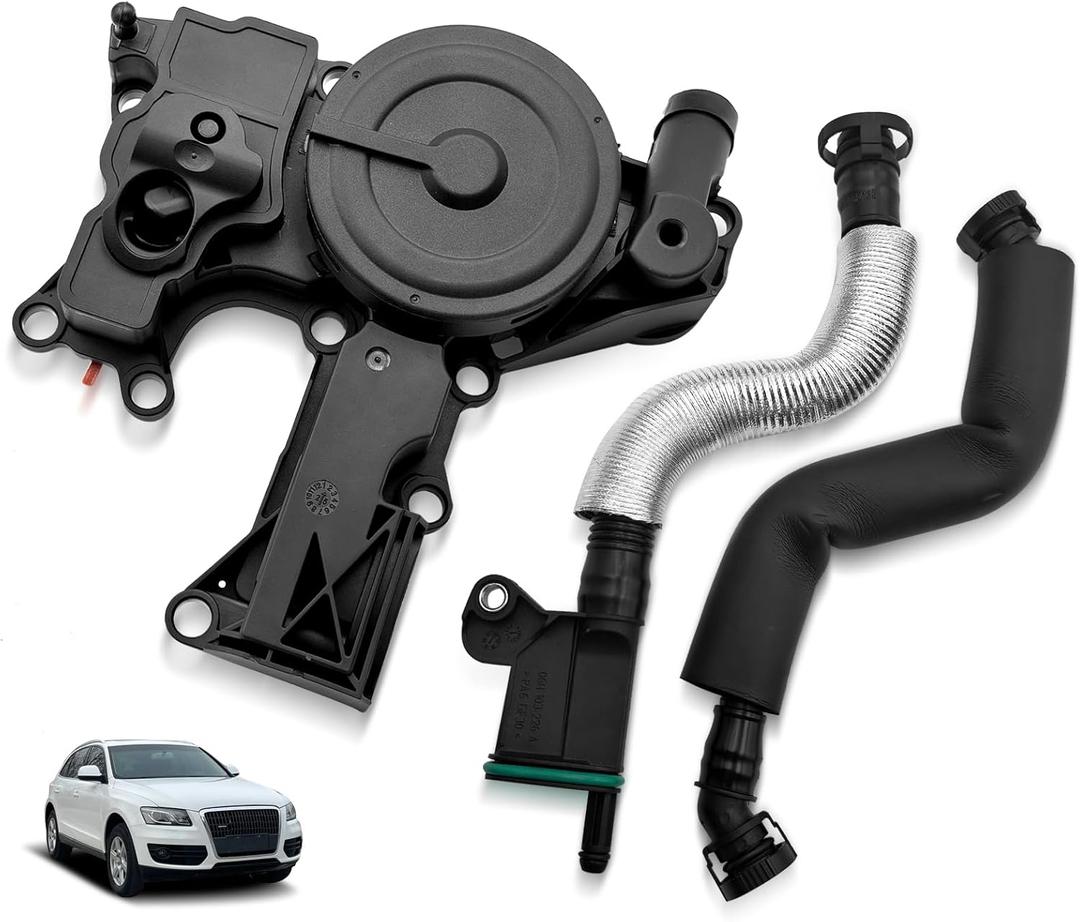 06H103495AB PCV Valve Engine Crankcase Vent Oil Separator Breather Hose 3-Piece Compatible for Audi A3 A4 A5 Q5 TT VW Beetle CC Jetta Passat Tiguan 1.8 2.0 TSI 06H103495B 06H103495A 06H103495AH