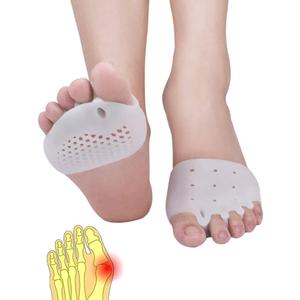 Ball of Foot Cushions, (4PCS) Metatarsal Pads, Toe Separator, Toe Spacers, Breathable & Soft Gel Foot Pads, Forefoot Pads for Mortons Neuroma Callus, Diabetic Feet, Blisters, (2 Pair (Pack of 1), White)
