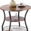 Round Side Table,3 Tier End Table with Storage Shelves for Living Room, Accent Sofa Couch Table for Small Spaces,Nightstand with Metal Frame for Bedroom, Rustic Brown - 19.7"