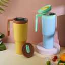 BJPKPK Insulated Tumblers With Handle And Straw 40oz Stainless Steel Travel Coffee Mug Tumbler Cups With Lid And Fruit Infuser,Sky Blue