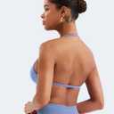 VOYJOY Impact Strappy Bra Sports Bras for Women Basic Crop Workout Sexy Tank Gym Yoga Bra (Blue, XL)