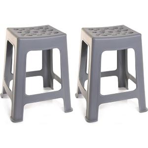Mintra Home Light Duty Plastic Stools 2pk (18in Height),  Gray