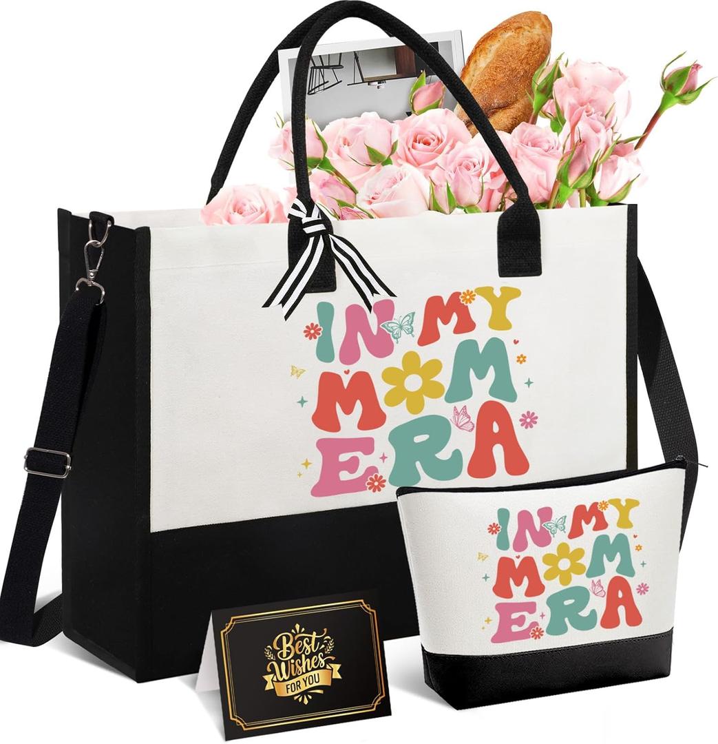 Mom Gifts for Mothers Day, Best Mom Gifts from Daughter Son Kids, Unique Birthday Present for Mama Women Mother-in-Law Grandmas Nana w/Canvas Tote Bag & Makeup Bag