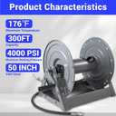 M MINGLE Pressure Washer Hose Reel 300ft, Heavy Duty Hose Reel, Manual Crank Power Washer Hose Reel with Swivel Arm, Wall/Floor/Truck Mounted, 4000 PSI